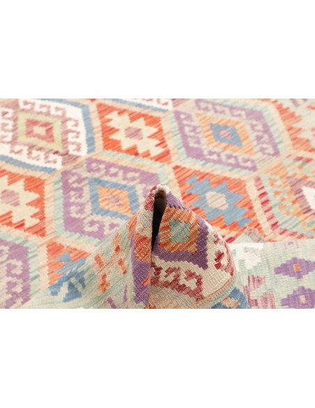 Rug Kilim Afghanistan 196x304 Sage Green Coral