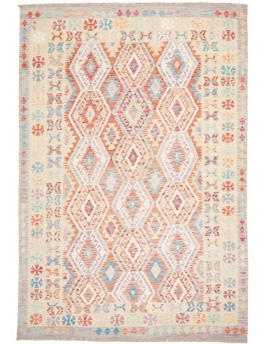 Rug Kilim Afghanistan 204x300 Cream Terracotta