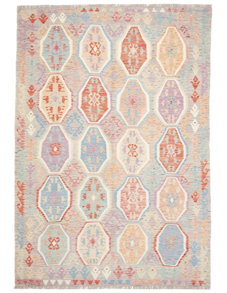 Rug Kilim Afghanistan 202x298 Light Grey Coral