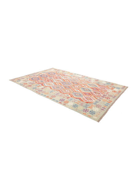 Rug Kilim Afghanistan 196x304 Sage Green Coral