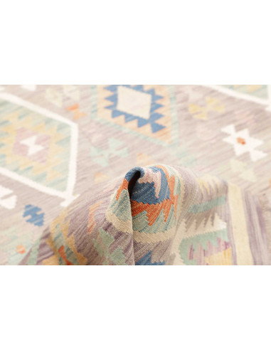 Tappeto Kilim Afghanistan 200x295 Grigio Lilla