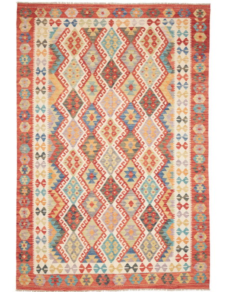 Tappeto Kilim Afghanistan 199x293 Rosso Mattone