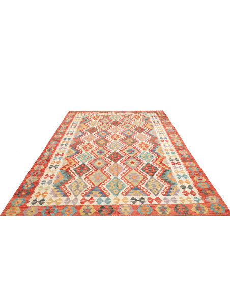 Tappeto Kilim Afghanistan 199x293 Rosso Mattone