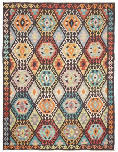 Tappeto Kilim Afghanistan 183x242 Marrone Scuro