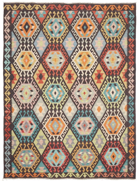 Tappeto Kilim Afghanistan 183x242 Marrone Scuro