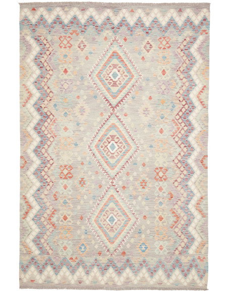 Tappeto Kilim Afghanistan 202x302 Grigio-beige