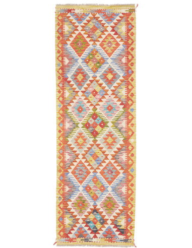 Tappeto Kilim Afghanistan 80x247 Arancio Blu