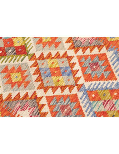 Tappeto Kilim Afghanistan 80x247 Arancio Blu