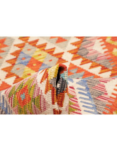 Tappeto Kilim Afghanistan 80x247 Arancio Blu