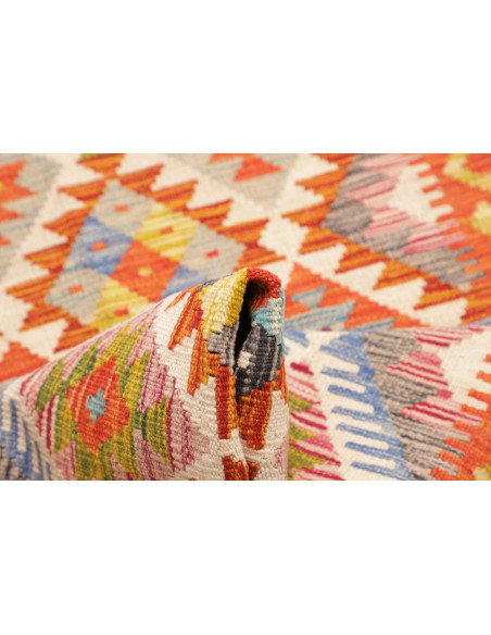 Tappeto Kilim Afghanistan 80x247 Arancio Blu