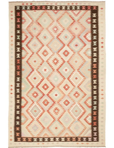 Tappeto Kilim Afghanistan 200x295 Crema Arancio