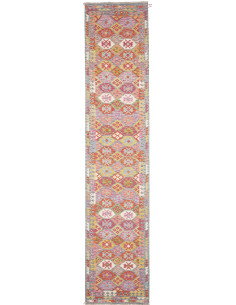 Tappeto Kilim Afghanistan 83x394 Rosa Arancio