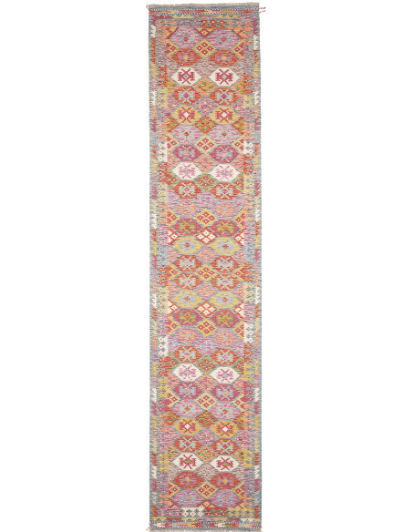 Tappeto Kilim Afghanistan 83x394 Rosa Arancio