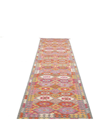 Tappeto Kilim Afghanistan 83x394 Rosa Arancio