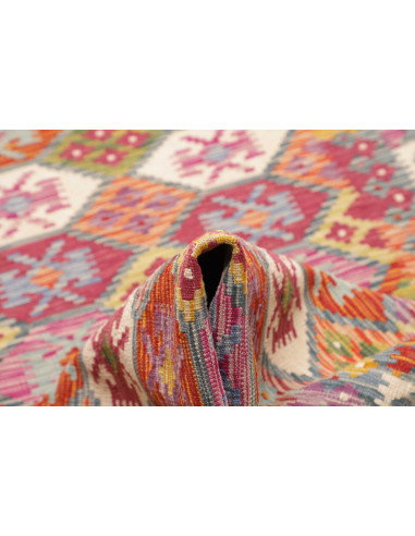 Rug Kilim Afghanistan 83x394 Pink Orange