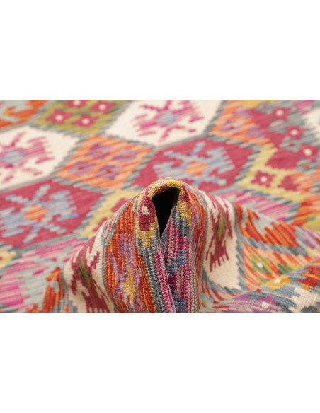 Tappeto Kilim Afghanistan 83x394 Rosa Arancio