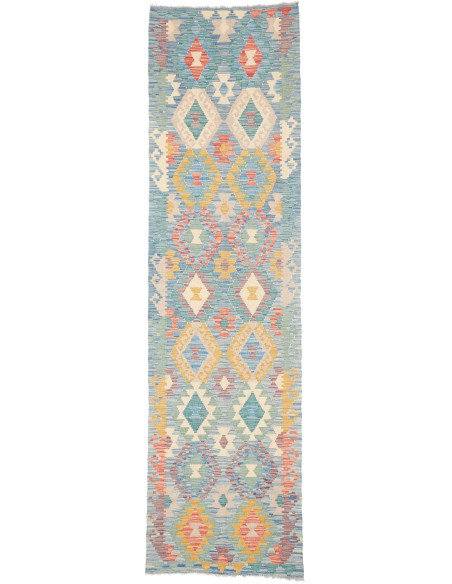 Tappeto Kilim Afghanistan 76x281 Blu Turchese B