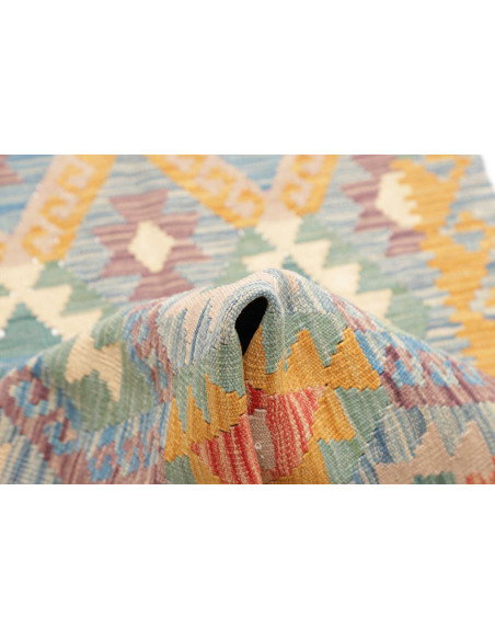 Rug Kilim Afghanistan 76x281 Turquoise Blue Bei