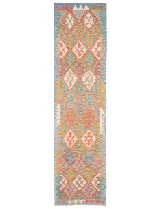 Tappeto Kilim Afghanistan 77x296 Blu Cielo Cora