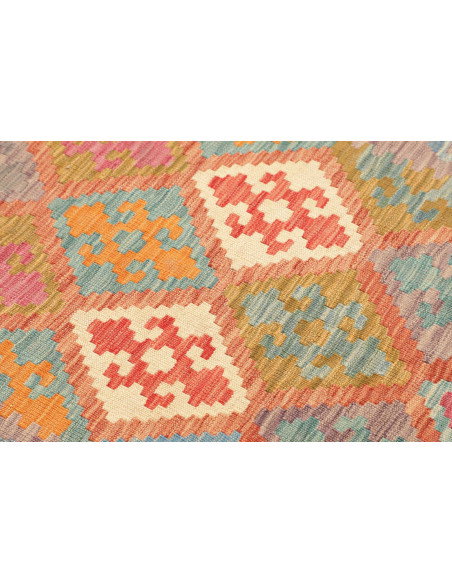 Rug Kilim Afghanistan 77x296 Sky Blue Coral