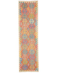 Tappeto Kilim Afghanistan 79x290 Corallo Blu