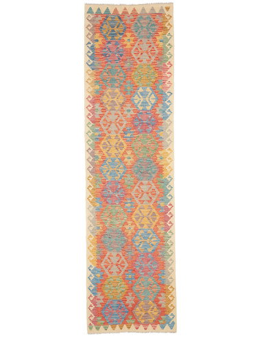 Tappeto Kilim Afghanistan 79x290 Corallo Blu