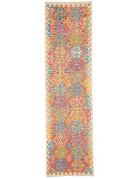 Tappeto Kilim Afghanistan 79x290 Corallo Blu