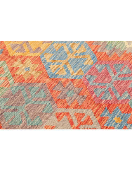 Tappeto Kilim Afghanistan 79x290 Corallo Blu