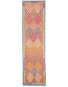 Tappeto Kilim Afghanistan 79x297 Rosso Corallo