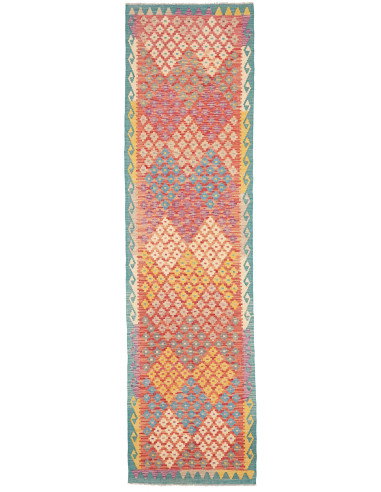 Tappeto Kilim Afghanistan 79x297 Rosso Corallo