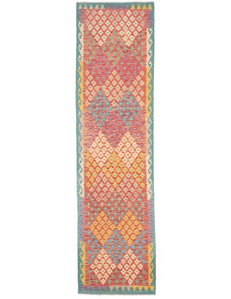 Tappeto Kilim Afghanistan 79x297 Rosso Corallo