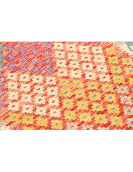 Tappeto Kilim Afghanistan 79x297 Rosso Corallo