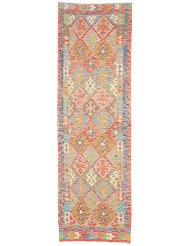 Tappeto Kilim Afghanistan 83x280 Corallo Blu Ci