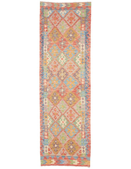 Rug Kilim Afghanistan 83x280 Coral Sky Blue