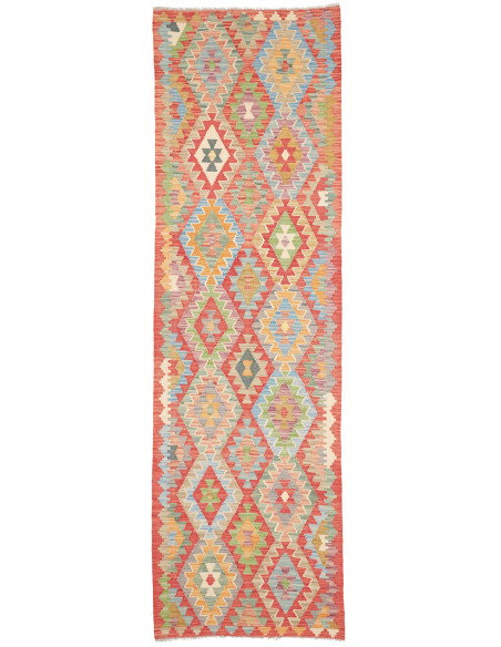 Tappeto Kilim Afghanistan 84x292 Rosso Corallo