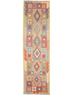Tappeto Kilim Afghanistan 80x295 Giallo Ocra Bl