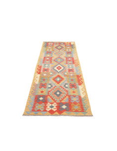 Rug Kilim Afghanistan 80x295 Ochre Yellow Blue 2