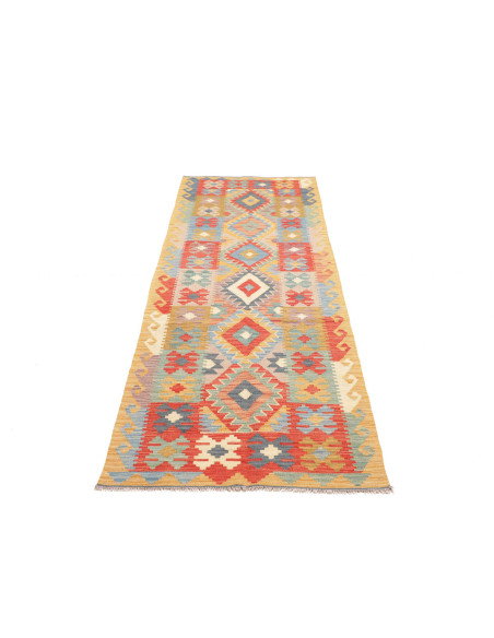 Rug Kilim Afghanistan 80x295 Ochre Yellow Blue