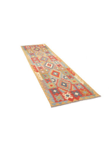 Rug Kilim Afghanistan 80x295 Ochre Yellow Blue