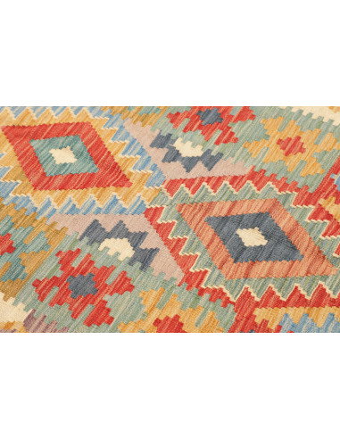 Rug Kilim Afghanistan 80x295 Ochre Yellow Blue