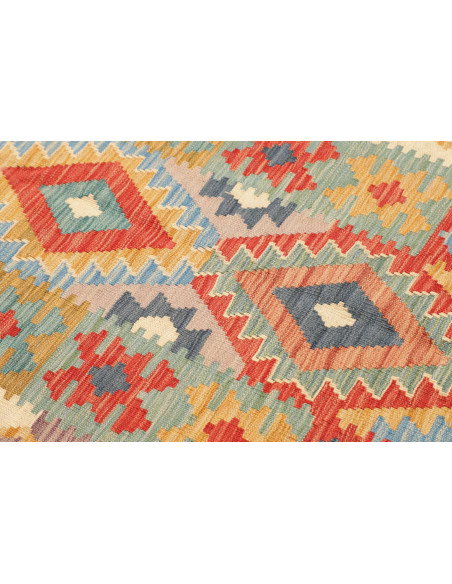 Rug Kilim Afghanistan 80x295 Ochre Yellow Blue