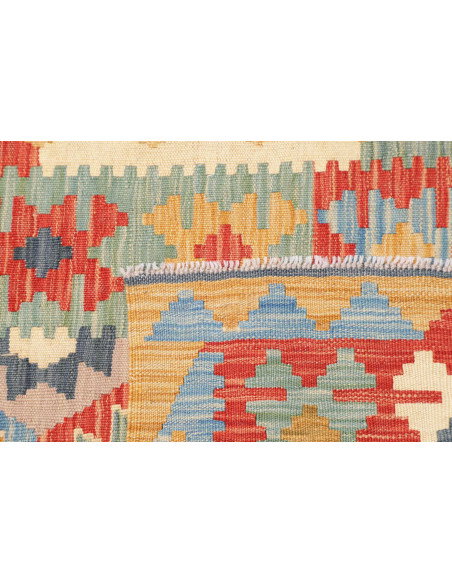 Rug Kilim Afghanistan 80x295 Ochre Yellow Blue