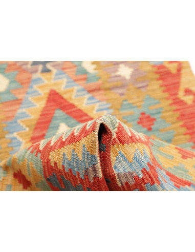 Rug Kilim Afghanistan 80x295 Ochre Yellow Blue