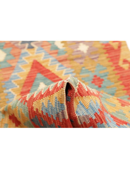 Rug Kilim Afghanistan 80x295 Ochre Yellow Blue