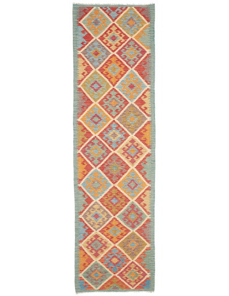 Rug Kilim Afghanistan 84x292 Red Blue Orange Ye