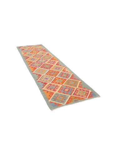 Tappeto Kilim Afghanistan 84x292 Rosso Blu Aran