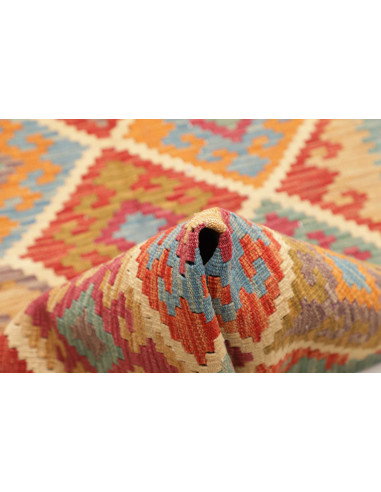 Tappeto Kilim Afghanistan 84x292 Rosso Blu Aran