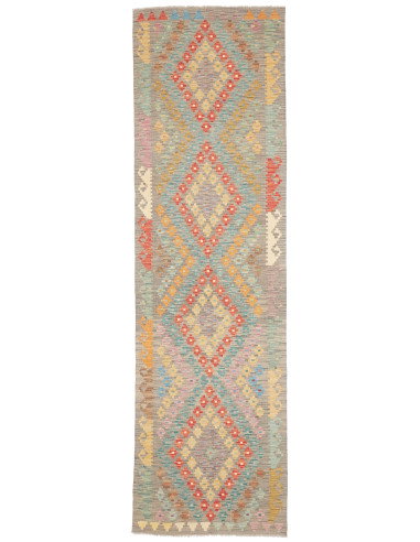 Rug Kilim Afghanistan 84x294 Grey Beige Turquoi