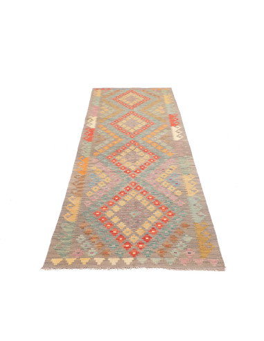 Rug Kilim Afghanistan 84x294 Grey Beige Turquoi