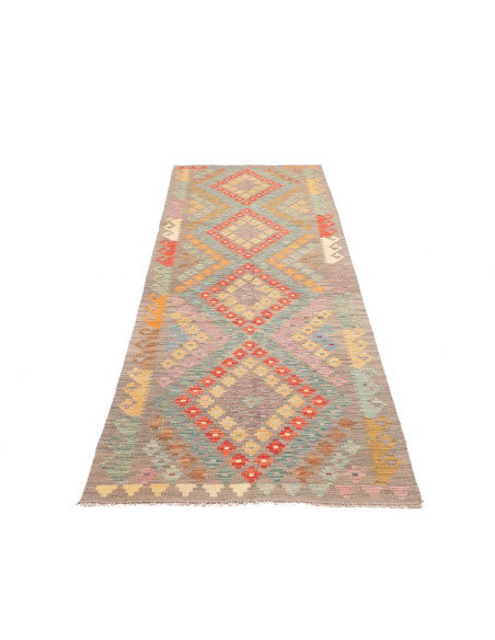 Rug Kilim Afghanistan 84x294 Grey Beige Turquoi